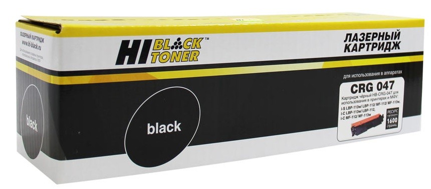 Тонер-картридж Hi-Black (HB-№047) для Canon i-SENSYS LBP112w/113w/MF112/113w, 1,6K (с чипом)