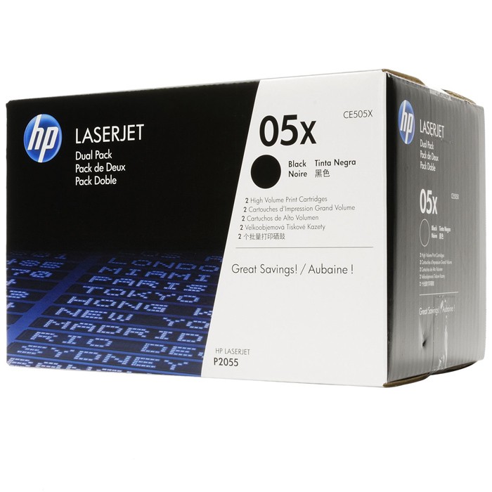 Картридж HP CE505XD (05X) оригинальный для принтера HP LaserJet P2053/ P2054/ P2055/ P2056/ P2057 black, двойная упаковка 2*6500 страниц