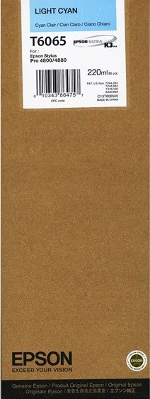 T6065/ C13T606500 (light cyan) Картридж Epson оригинальный для Stylus Pro 4800/ 4880, светло-голубой, 220 мл.