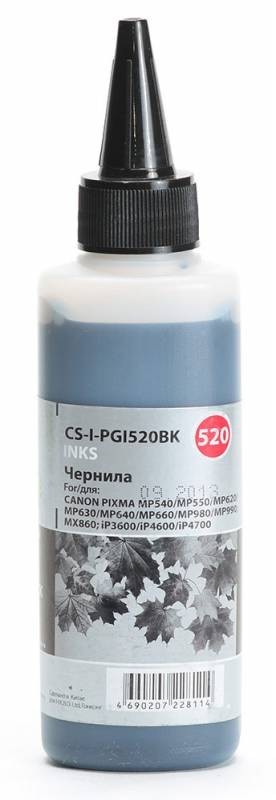 Чернила Cactus CS-I-PGI520BK для принтеров Canon Pixma MP540/ MP550/ MP620/ MP630/ MP640, черный 100мл