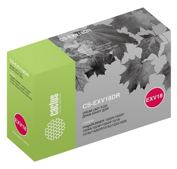 Блок фотобарабана Cactus CS-EXV18DR для IR 1022A/1022F/1024A/1024F/1024IF/1018/1018J/1020/1019J/1023/1025 Canon ч/б:26900стр.