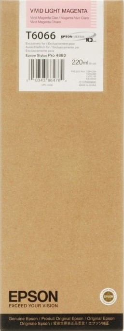 T6066/ C13T606600 (light magenta) Картридж Epson оригинальный для Stylus Pro 4800/ 4880, светло-пурпурный, 220ml