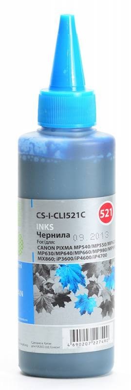 Чернила Cactus CS-I-CLI521C для принтеров Canon Pixma MP540/ MP550/ MP620/ MP630/ MP640, голубой 100мл