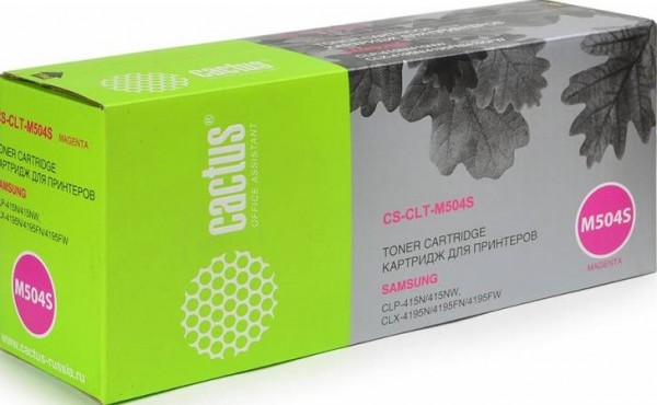 Картридж Cactus CLT-M504S (CS-CLT-M504S) для принтеров Samsung CLP-415N/ CLX-4195FW/ 4195FN пурпурный 1800 страниц