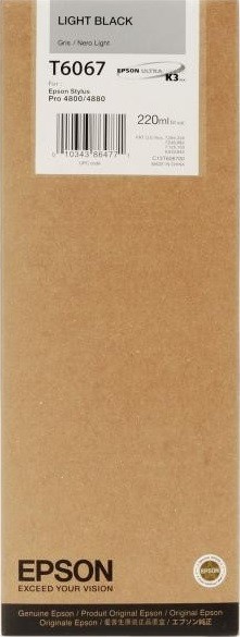 T6067/ C13T606700 (light black) Картридж Epson оригинальный для Stylus Pro 4800/ 4880, светло-чёрный,220 мл