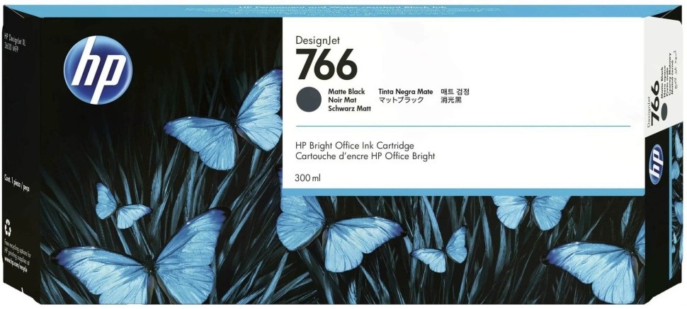 Картридж HP №766 (P2V92A) оригинальный для принтера HP DesignJet XL 3600/ 3600dr, матовый чёрный, 300мл