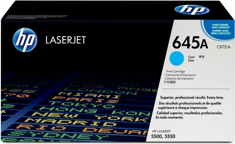 Картридж HP C9731A (645A) оригинальный для принтера HP Color LaserJet 5500/ 5500n/ 5500dn/ 5500dtn/ 5500hdn/ 5550n/ 5550dn/ 5550dtn/ 5550hdn/ 5550dsn cyan, 12000 страниц