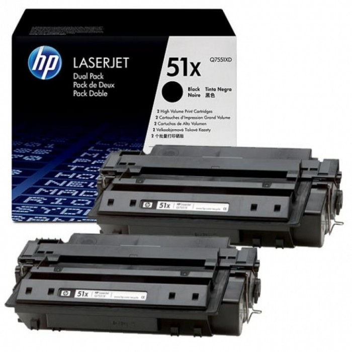 Q7551XD (51X) оригинальный картридж HP для принтера HP LaserJet P3003dn/ P3003x/ P3004/ P3004d/ P3004n/ P3005/ P3005d/ P3005dn/ P3005n/ P3005x/ M3027/ M3027x/ M3035/ M3035xs black, двойная упаковка 2*13000 страниц