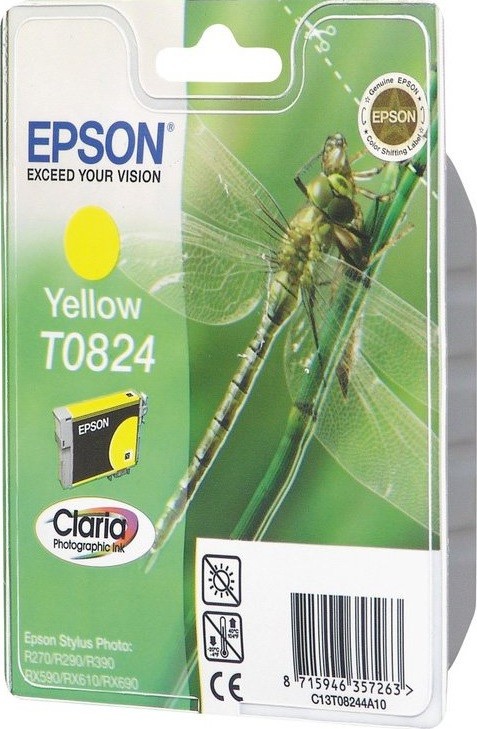 Картридж T0824 Epson ST R270/R290/RX590 желтый ТЕХН (3539) C13T11244A10