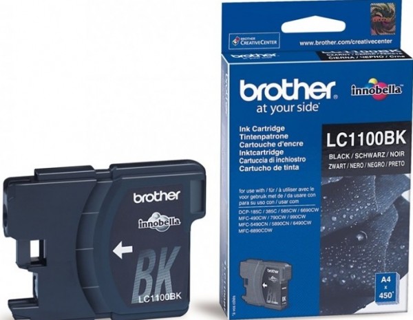 Картридж Brother LC-1100BK (LC-1100BK) оригинальный для Brother DCP-6690CW/ MFC-5890CN/ 6490CW/ 6890CDW, чёрный, 450 стр.