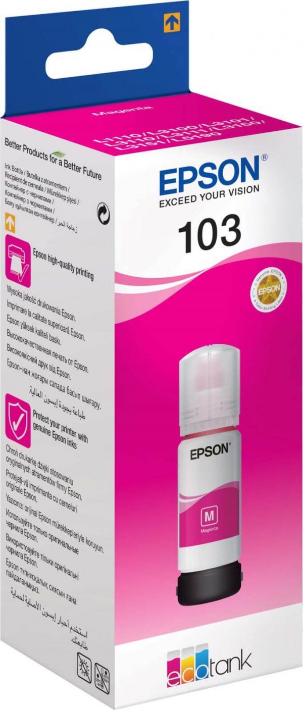 Чернила Epson C13T00S34A (103 Magenta) EcoTank оригинальные для Epson L3100/ L3101/ L3110/ L3150, пурпурный, 65мл 