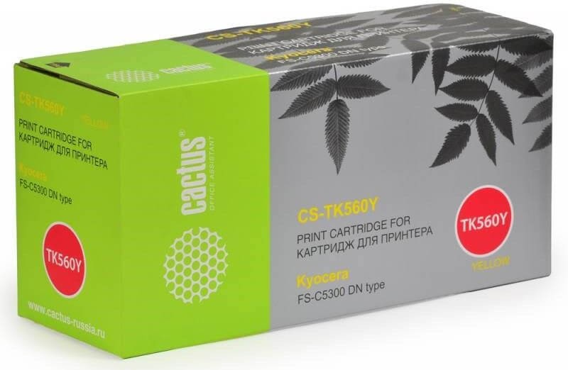 Картридж Cactus TK-560Y (CS-TK560Y) Yellow для Kyocera ECOSYS P6030cdn, FS-C5300dn/ FS-C5350dn, жёлтый, 10000 стр.
