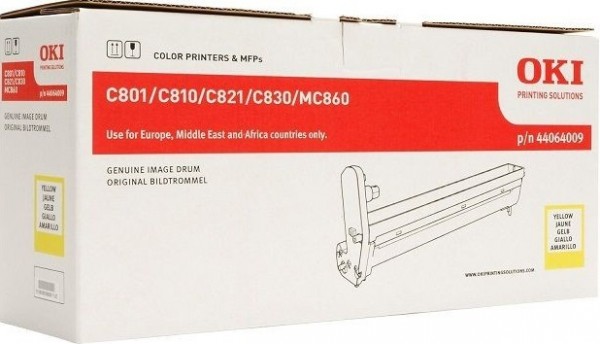 Фотобарабан OKI (44064009) оригинальный для принтера OKI C810/ C830/ MC860, жёлтый, 20000 стр.