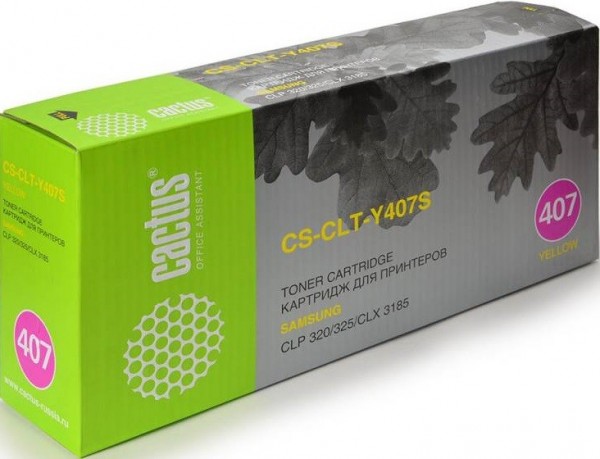 Картридж Cactus CLT-Y407S (CS-CLT-Y407S) для принтеров Samsung CLP320/ 320n/ 325/ CLX3185/ 3185n/ 3185fn желтый 1000 страниц