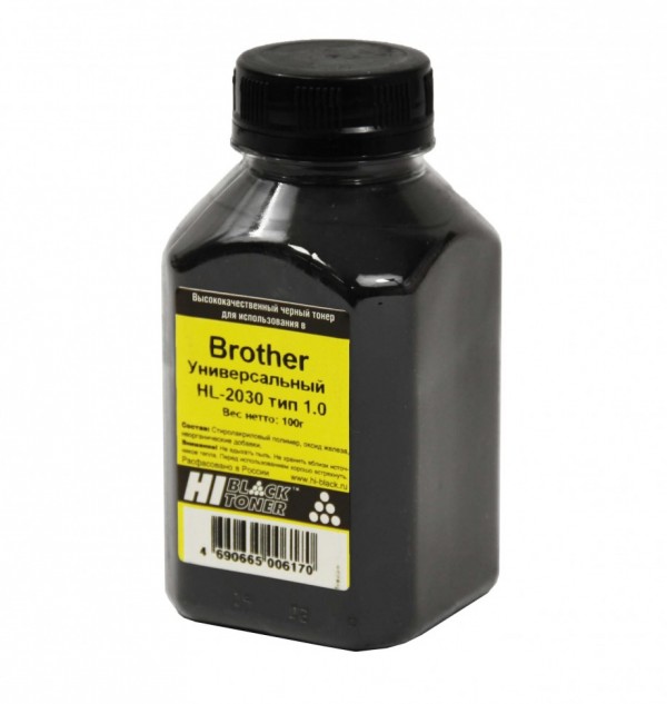 Тонер Hi-Black Универсальный для Brother HL-2030, Тип 1.0, Black, 100 г, банка