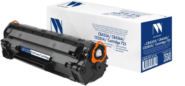 Картридж NV Print CB435A/ CB436A/ CE285A/ Canon725 для HP LaserJet P1005/ P1006/ M1120/ P1505/ M1522/ P1102/ M1132/ M1212/ M1214/ M1217, Canon i-SENSYS LBP6000/ MF3010, 2000 стр.