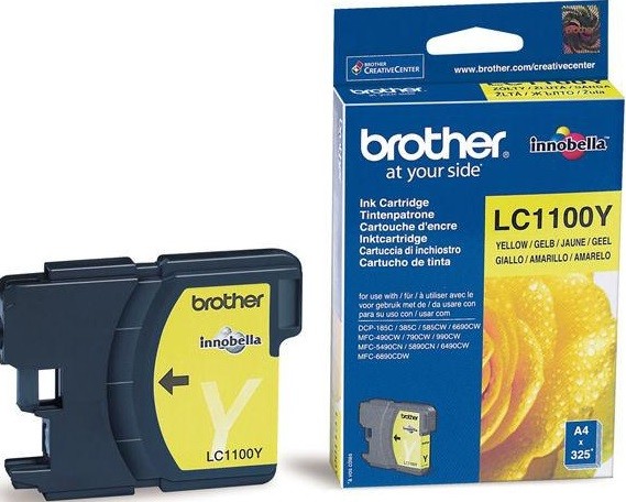 Картридж Brother LC-1100Y (LC1100Y) оригинальный для Brother DCP-6690CW/ MFC-5890CN/ 6490CW/ 6890CDW, жёлтый, 325 стр.