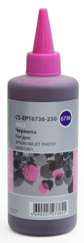 Чернила Cactus CS-EPT6736-250 для принтеров Epson L800/ L810/ L850/ L1800, светло-пурпурный 250мл
