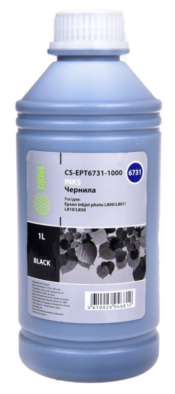 Чернила Cactus CS-EPT6731-1000 для принтеров Epson L800/ L810/ L850/ L1800, черный 1000мл