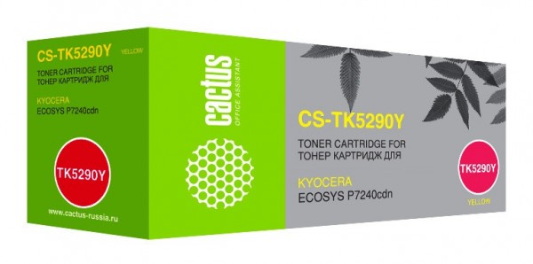 Картридж лазерный Cactus TK-5290Y (CS-TK5290Y) для Kyocera Ecosys P7240cdn, желтый, 13000стр.