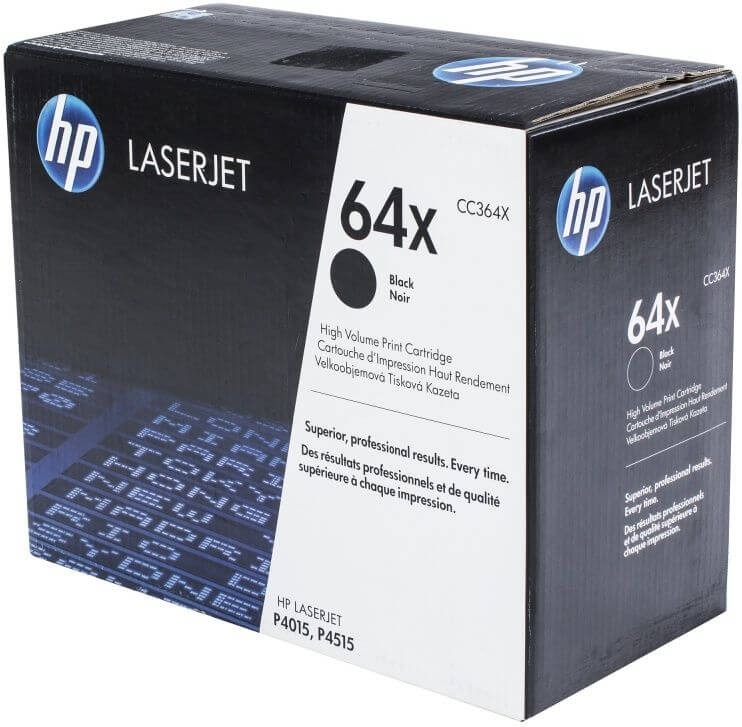 Картридж HP CC364X (64X) оригинальный для HP LaserJet P4010/ P4014/ P4015/ P4510/ P4515, чёрный, увеличенный, 24000 страниц