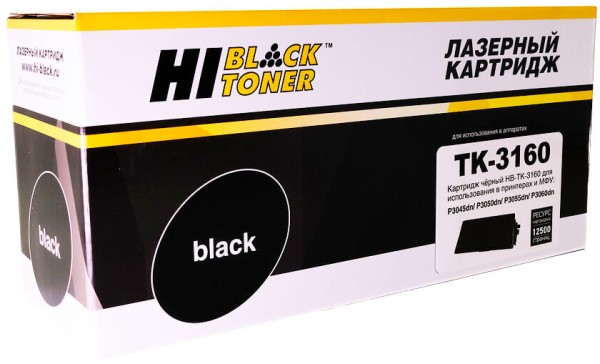 Картридж Hi-Black TK-3160 (HB-TK-3160) (с чипом) для Kyocera Ecosys P3050dn/ P3055dn/ P3060dn, чёрный, 12500 стр.