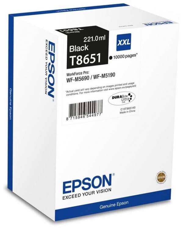 Картридж Epson C13T865140 (T8651) XXL оригинальный для принтера Epson WF-M5190DW/ WF-M5690DWF (bus), black, 10k