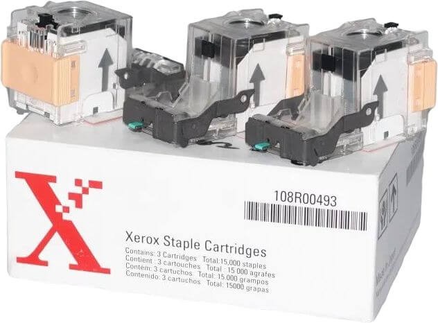 Xerox 108R00493 оригинальный картридж со скрепками для Xerox WorkCentre 56xx/ 35/ 45/ 55/ 165/ 175/ 232/ 275/ DC535/ DC545/ DC555, (3x5000 шт.)