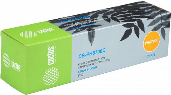 Картридж Cactus 106R01523 (CS-PH6700C) для принтеров Xerox Phaser 6700 голубой (12 000 стр.)