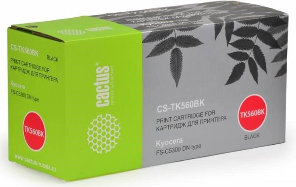 Картридж Cactus TK-560K (CS-TK560BK) Black для Kyocera ECOSYS P6030cdn, FS-C5300dn/ FS-C5350dn, чёрный, 12000 стр.