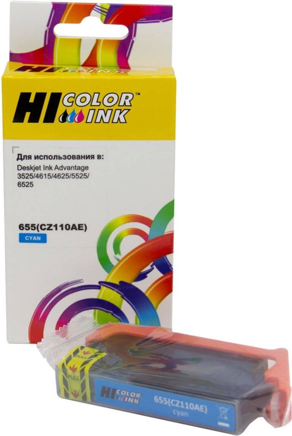 Картридж Hi-Black (HB-CZ110AE) для HP DJ IA 3525/ 4615/ 4625/ 5525/ 6525, №655, C