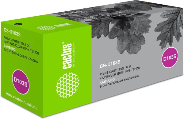 Картридж Cactus MLT-D103S (CS-D103S) для принтеров Samsung SCX-4728FD, ML-2955ND/ 2955DW, черный, 1500 стр.