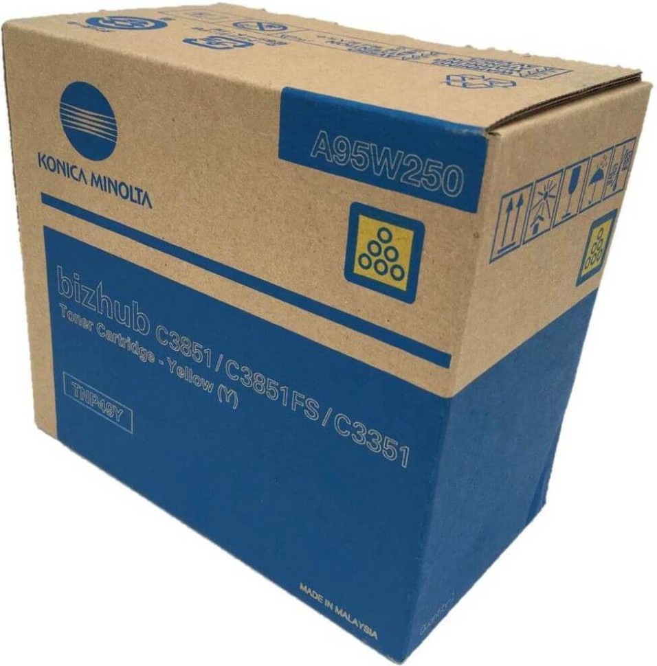 Картридж Konica-Minolta TNP-49Y (A95W250) Yellow оригинальный для Konica-Minolta bizhub C3351/ C3851/ C3851FS, жёлтый, 12000 стр.
