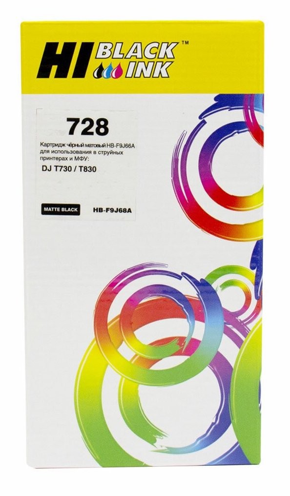 Картридж Hi-Black (HB-F9J68A) для HP DJ T730/T830, №728XXL, Matteblack, 300 мл