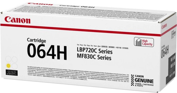 Картридж Canon 064HY 4932C001 оригинальный для Canon i-SENSYS LBP720/ MF830 Series, жёлтый, увеличенный, 10400 стр.