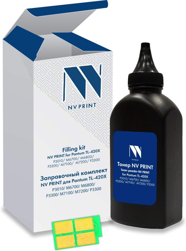 Заправочный комплект NV Print для картриджа Pantum TL-420X (P3010, M6700, M6800, P3300, M7100, M7200), 200гр, 6000 страниц, (тонер+чип)