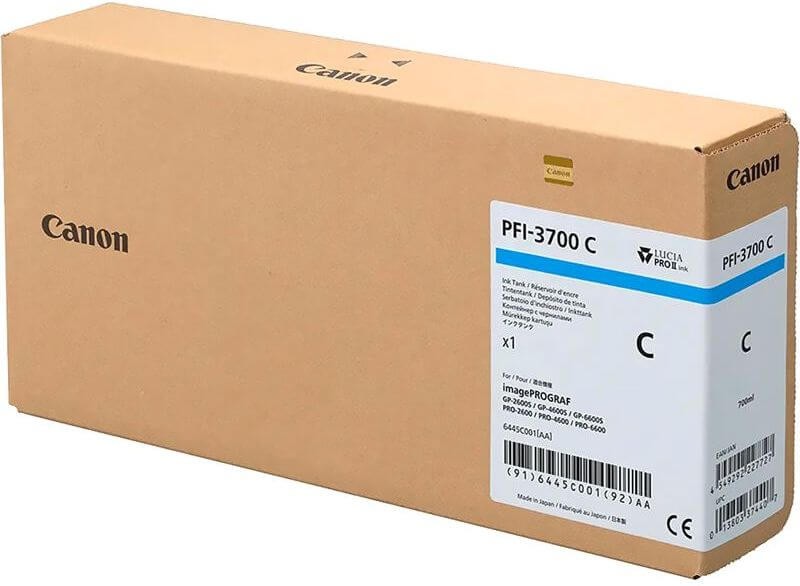 Картридж Canon PFI-3700C 6445C001 (Cyan) оригинальный для Canon ImagePrograf PRO-2600/ PRO-4600/ PRO-6600/ GP-2600S/ GP-4600S/ GP-6600S, голубой, 700мл 