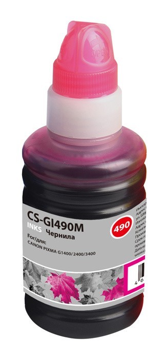 Чернила Cactus CS-GI490M для принтеров Canon Pixma G1400/ G2400/ G3400, пурпурный 100мл