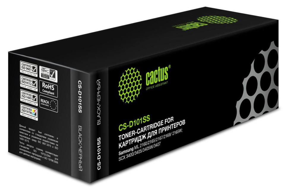 Картридж Cactus MLT-D101S (CS-D101SS) для Samsung ML-2160/ 2165/ 2167/ 2168/ SCX-3400/ 3405, черный, 1500 страниц