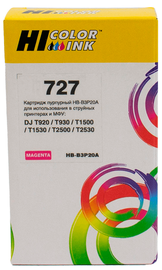 Картридж Hi-Black (B3P20A) для HP DJ T920/T1500, Magenta, №727, 130 мл
