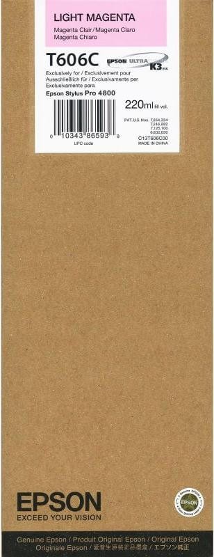 T606C/ C13T606C00 (light magenta) Картридж Epson оригинальный для Stylus Pro 4800, светло-пурпурный, 220ml