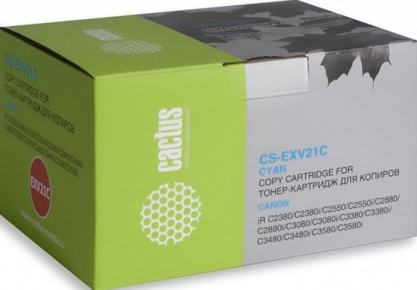 Картридж Cactus EXV21C (CS-EXV21C) для принтеров Canon IRC2380/ C2380i/ C2550/ C2550i/ C2880/ C2880i/ C3080/ C3080i/ C3380/ C3380i/ C3480/ C3480i/ C3580/ C3580i голубой 14000 страниц