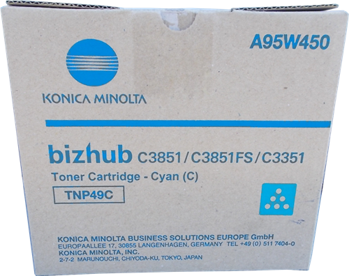 Тонер оригинальный Konica-Minolta TNP49C (A95W450) для bizhub C3351,C3851,C3851FS, синий, 12000 стр.