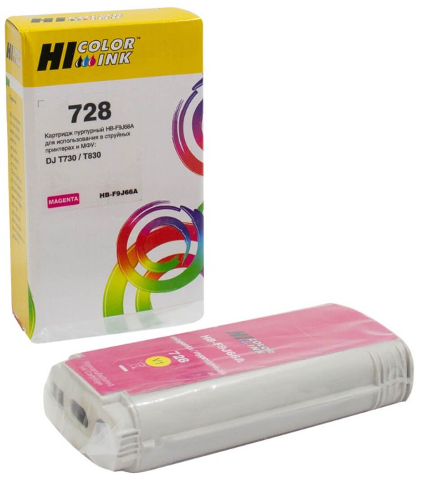 Картридж Hi-Black (HB-F9J66A) для HP DJ T730/T830, №728XL, Magenta, 130 мл