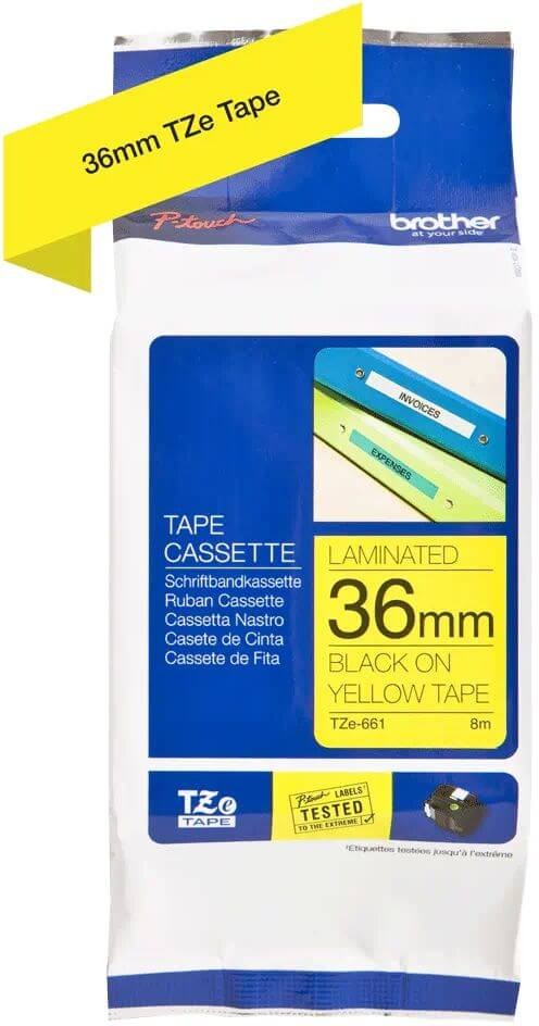 Картридж Brother TZE-661 (TZe661) оригинальный для Brother P-Touch, лента 36мм*8м, чёрный на жёлтом
