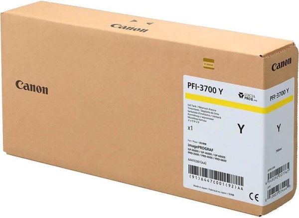 Картридж Canon PFI-3700Y 6447C001 (Yellow) оригинальный для Canon ImagePrograf PRO-2600/ PRO-4600/ PRO-6600/ GP-2600S/ GP-4600S/ GP-6600S, жёлтый, 700мл