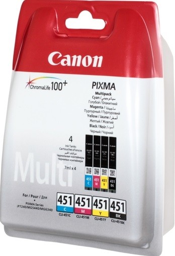 6524B004 Canon CLI-451 Картридж для MG6340, MG5440, IP7240, Набор из 4 цветов