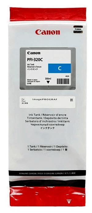 Картридж Canon PFI-320С 2891C001 Cyan оригинальный для Canon TM-200/ TM-205/ TM-300/ TM-305, голубой, увеличенный, 300 мл