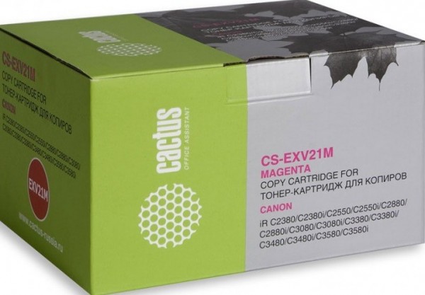 Картридж Cactus EXV21M (CS-EXV21M) для принтеров Canon IRC2380/ C2380i/ C2550/ C2550i/ C2880/ C2880i/ C3080/ C3080i/ C3380/ C3380i/ C3480/ C3480i/ C3580/ C3580i пурпурный 14000 страниц