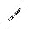 Картридж Brother TZE-S231 (TZeS231) оригинальный для Brother P-Touch, сверхклейкая лента 12мм*8м, чёрный на белом
